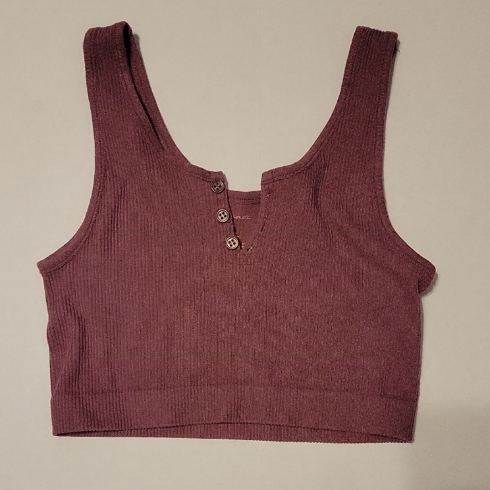 Women's Ribbed Mauve Crop Top